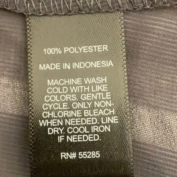 Express Portofino Slim-Fit Dark Gray Sheer Blouse, Size Large - Picture 9 of 9